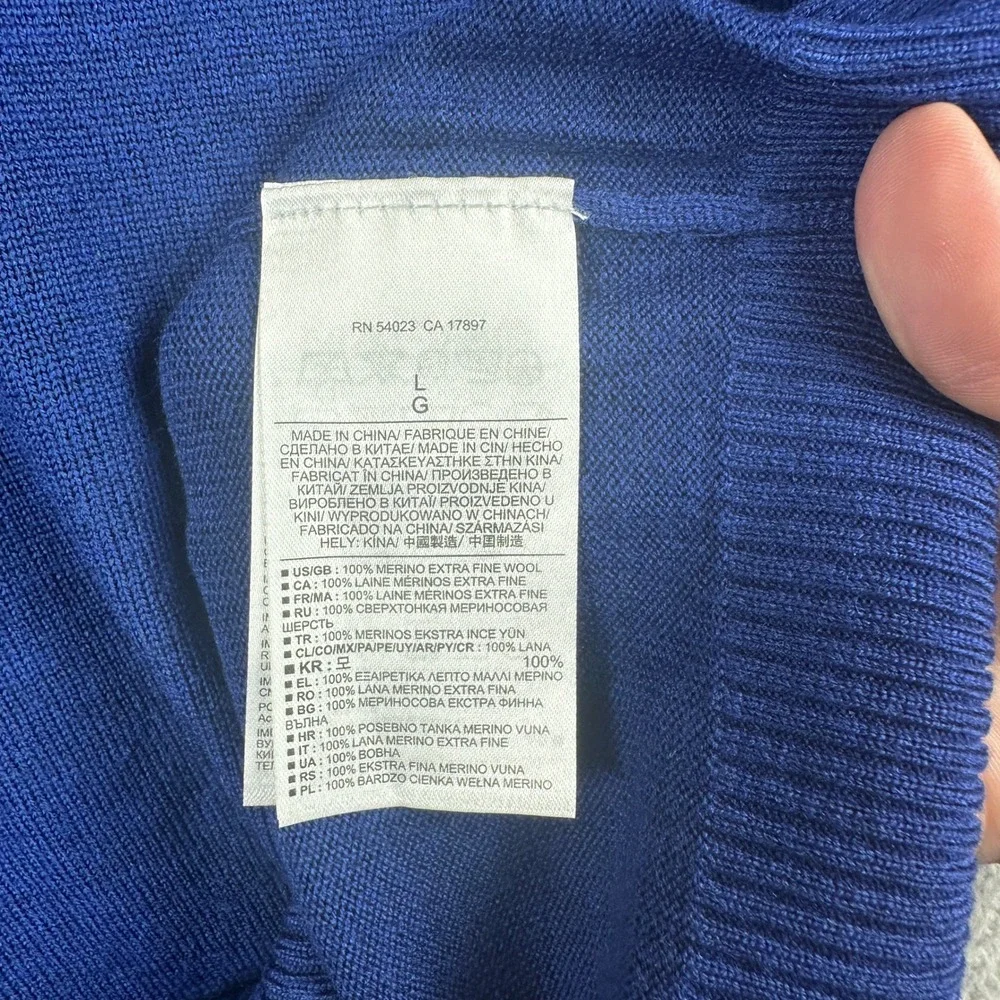 Banana Republic 100% Extra‎ Fine Merino Wool V-Neck Sweater Mens Large Blue Knit